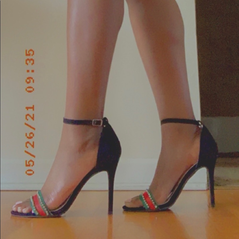 Black strut heels